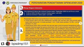 Persyaratan Pendaftaran SIPENCATAR 2020