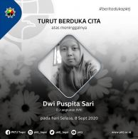 Segenap civitas akademika Politeknik Keselamatan Transportasi Jalan turut berduka cita atas meninggalnya Alumni Politeknik Keselamatan Transportasi Jalan angkatan 18 Dwi Puspita Sari, A.Ma PKB
