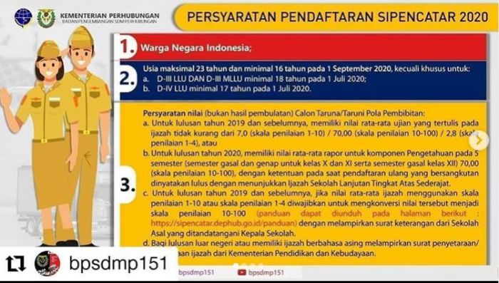 Persyaratan Pendaftaran SIPENCATAR 2020